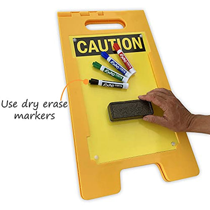 SmartSign - SF-0127-FB-25x12-DE Caution Blank Write-On Folding Floor Sign