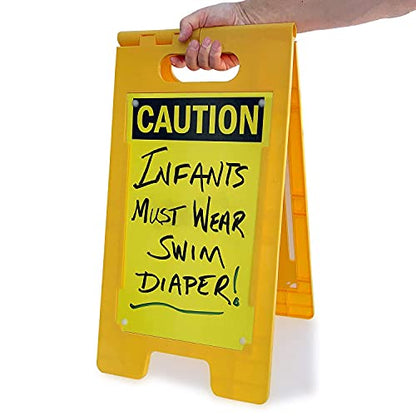 SmartSign - SF-0127-FB-25x12-DE Caution Blank Write-On Folding Floor Sign