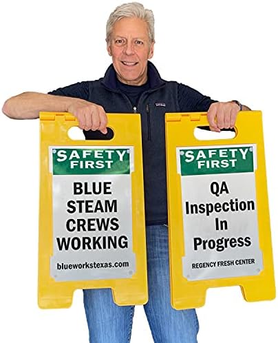 SmartSign “Safety First - Add Your Own Wording Here” Custom Two-Sided Folding Floor Sign,