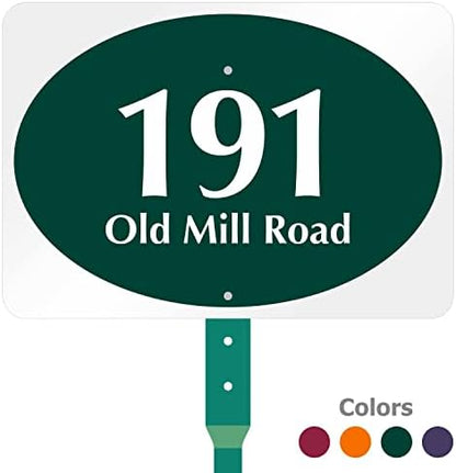 SmartSign  Custom House Address Yard Sign with 18 inch Stake (Oval Design)