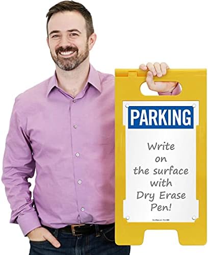 SmartSign - SF-0318-FB-25x12-DE "Parking" Blank Write-On Folding Floor Sign