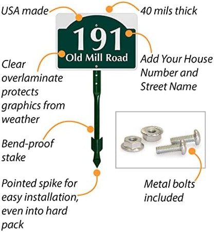 SmartSign  Custom House Address Yard Sign with 18 inch Stake (Dome Design), ,