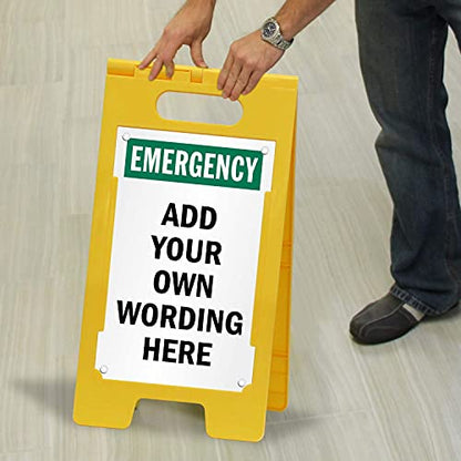 SmartSign  “Emergency - Add Your Own Wording Here” Custom Two-Sided Folding Floor Sign