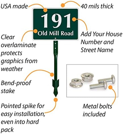 SmartSign  Custom House Address Yard Sign with 18 inch Stake (Rectangular Design)