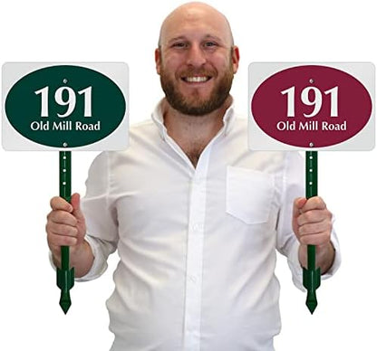 SmartSign  Custom House Address Yard Sign with 18 inch Stake (Oval Design)