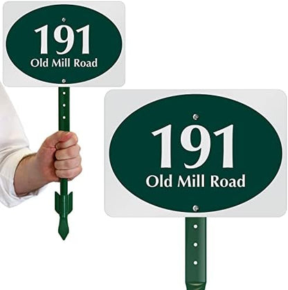 SmartSign  Custom House Address Yard Sign with 18 inch Stake (Oval Design)