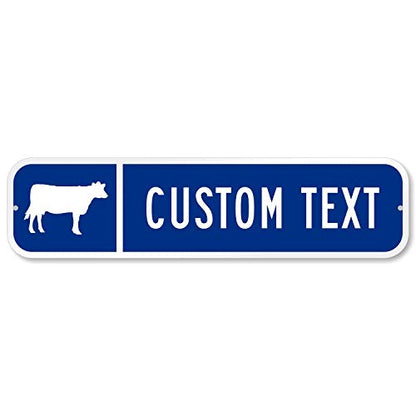 SmartSign Customize Your Own Blue Street Sign with pig and  Cow Symbol