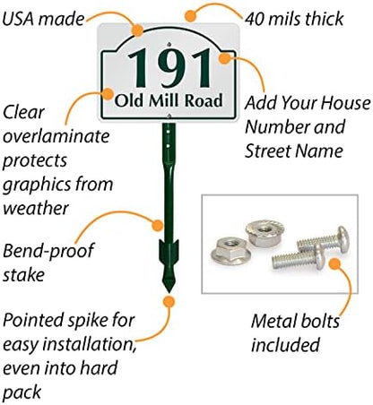 SmartSign  Custom Address Yard Sign with 18 inch Stake (Dome Design)