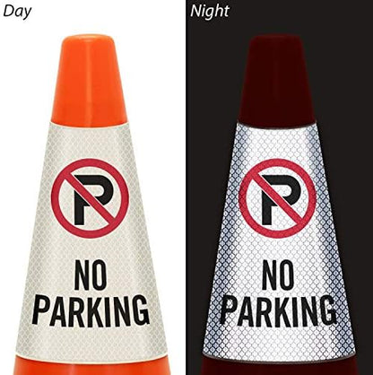 SmartSign “No Parking” Bright Reflective Cone Message Sleeve, [Cone Not Included]