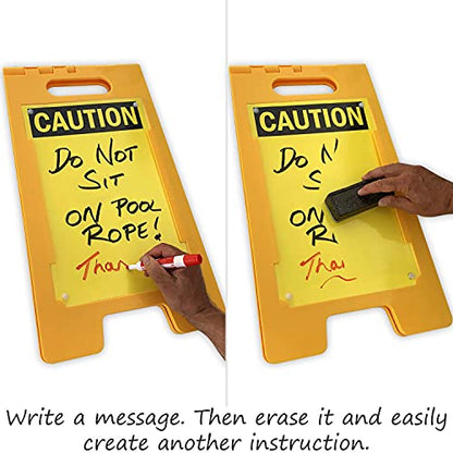 SmartSign - SF-0127-FB-25x12-DE Caution Blank Write-On Folding Floor Sign