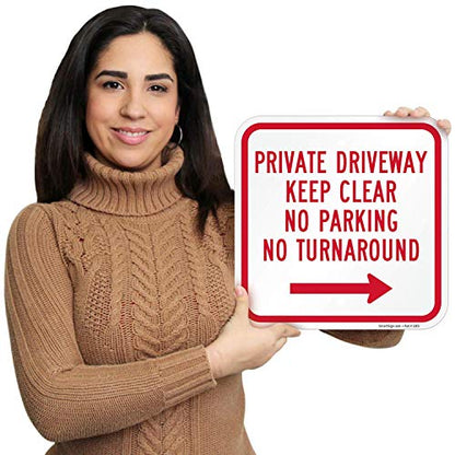 SmartSign "Private Driveway No Parking No Turn Around" Sign with Right Arrow