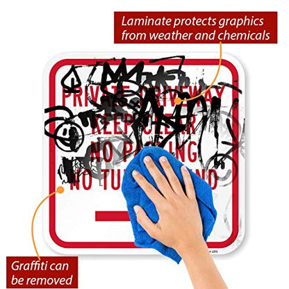 SmartSign "Private Driveway No Parking No Turn Around" Sign with Right Arrow