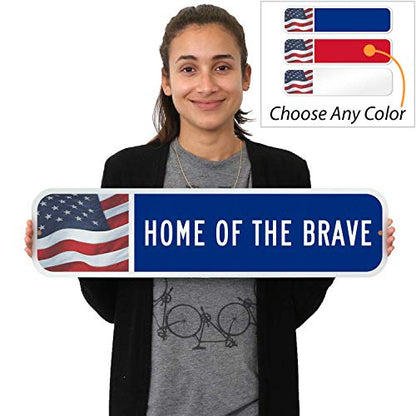 SmartSign Customize Your Own Blue Street Sign with USA Flag