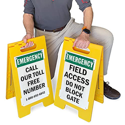SmartSign  “Emergency - Add Your Own Wording Here” Custom Two-Sided Folding Floor Sign