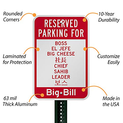 SmartSign Custom "Reserved Parking for" Funny/Novelty Sign - Add Name