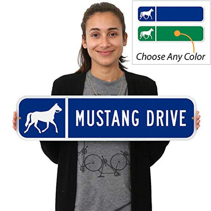 SmartSign Customize Your Own Blue Street Sign with Horse Symbol