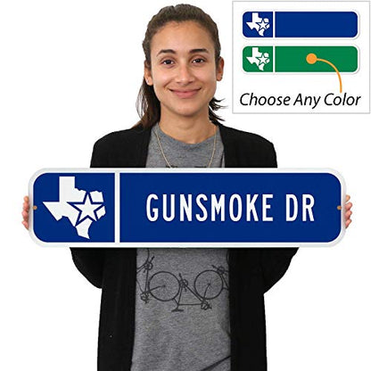 SmartSign Customize Your Own Blue Street Sign with Texas State Logo