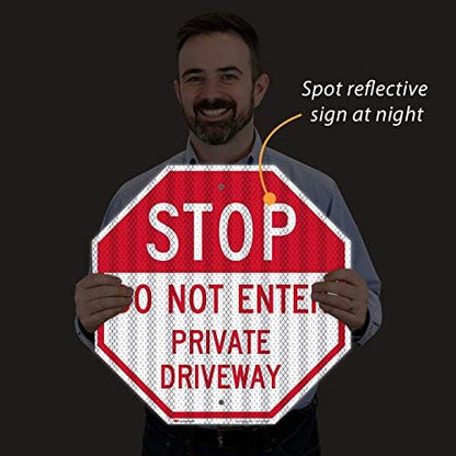 SmartSign - K-6767-HI-18o18 "Stop - Do Not Enter, Private Driveway" Sign