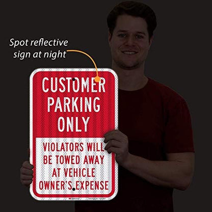 SmartSign “Customer Parking Only - Violators Towed” Metal Sign