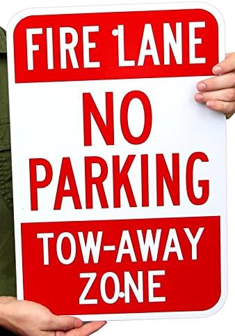 SmartSign No Parking Fire Lane Sign, Large Tow-Away Zone Sign