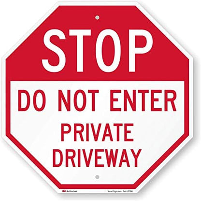 SmartSign - K-6767-HI-18o18 "Stop - Do Not Enter, Private Driveway" Sign