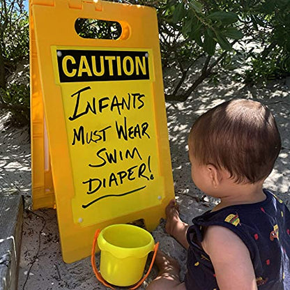 SmartSign - SF-0127-FB-25x12-DE Caution Blank Write-On Folding Floor Sign