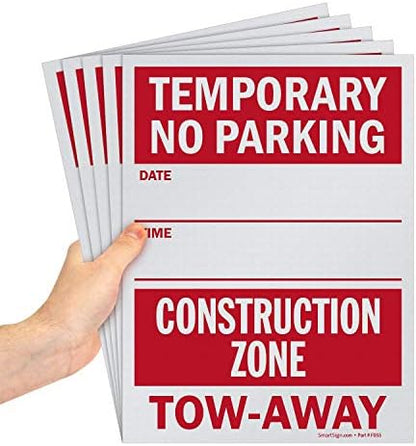Smartsign “Temporary No Parking - Construction Zone, Tow-Away” Write-On Sign