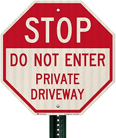 SmartSign - K-6767-HI-18o18 "Stop - Do Not Enter, Private Driveway" Sign