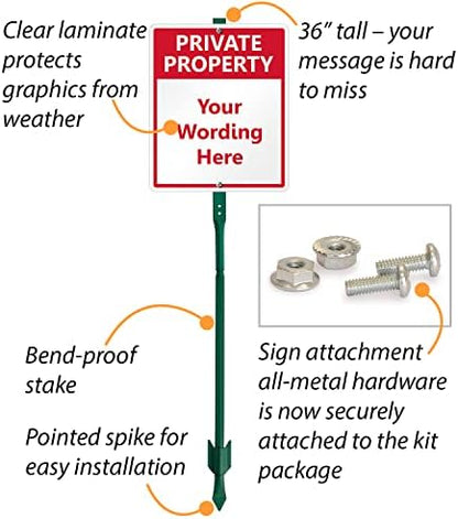 SmartSign  Custom “Private Property” Yard Sign & Stake Kit
