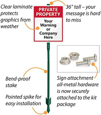 SmartSign  “Private Property” Custom Yard Sign & Stake Kit-Add Warning