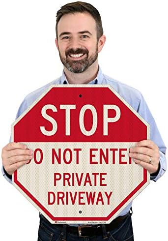 SmartSign - K-6767-HI-18o18 "Stop - Do Not Enter, Private Driveway" Sign