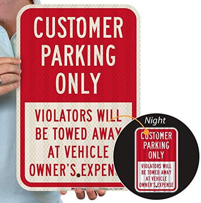 SmartSign “Customer Parking Only - Violators Towed” Metal Sign