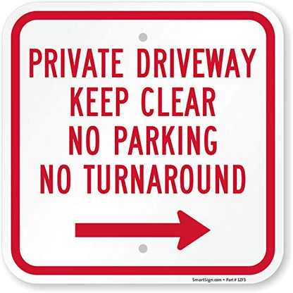 SmartSign "Private Driveway No Parking No Turn Around" Sign with Right Arrow