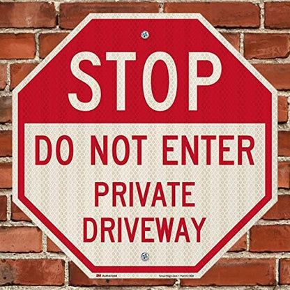 SmartSign - K-6767-HI-18o18 "Stop - Do Not Enter, Private Driveway" Sign