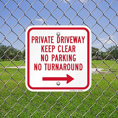 SmartSign "Private Driveway No Parking No Turn Around" Sign with Right Arrow