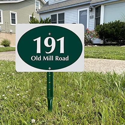 SmartSign  Custom House Address Yard Sign with 18 inch Stake (Oval Design)