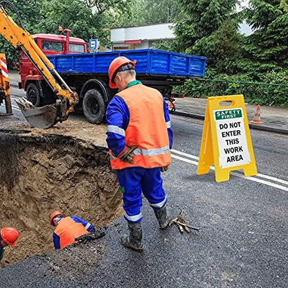SmartSign “Safety First - Add Your Own Wording Here” Custom Two-Sided Folding Floor Sign,