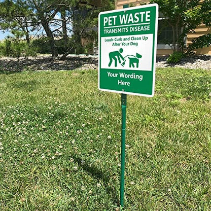 SmartSign  “Pet Waste Transmits Disease, Clean Up After Your Dog” Custom Yard Sign & Stake Kit