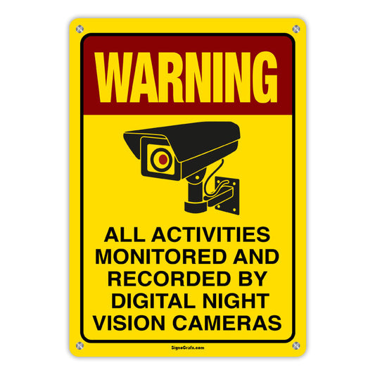 All Activities Monitored And Recorded By Digital
 Night Vision  Camera Sign