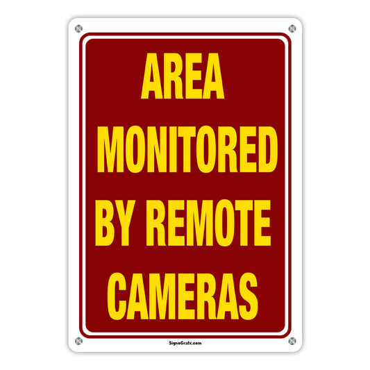 Area Monitored By Remote Cameras Sign