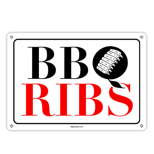 Bbq Ribs Red Vinyl Sign
