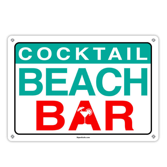 Cocktail Beach Bar Metal Sign