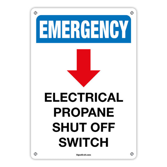 Emergency Electrical Propane Shut Off Switch Sign
