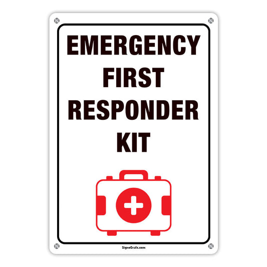 Emergency First Responder Kit Sign  (Vertical)