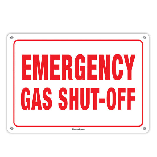 Emergency Gas Shut-Off Sign