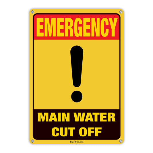 Emergency Main Water Cut Off Sign