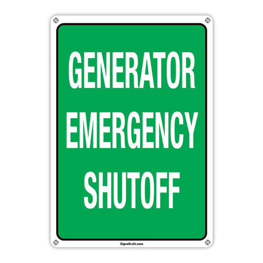 Generator Emergency Shutoff Sign
