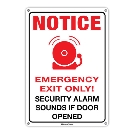 Notice
Emergency Exit Only
Security  Alarm Sound If Door Opened