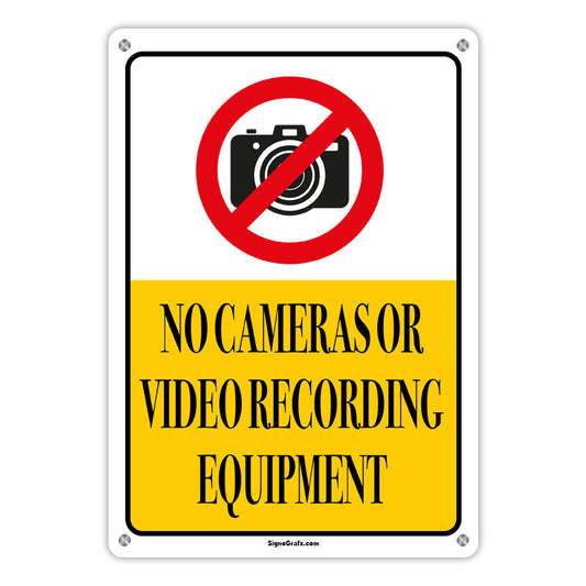 No Cameras Or Video Recording Equipment Sign