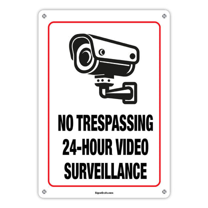 No Trespassing 24 Hour Video Surveillance Sign
